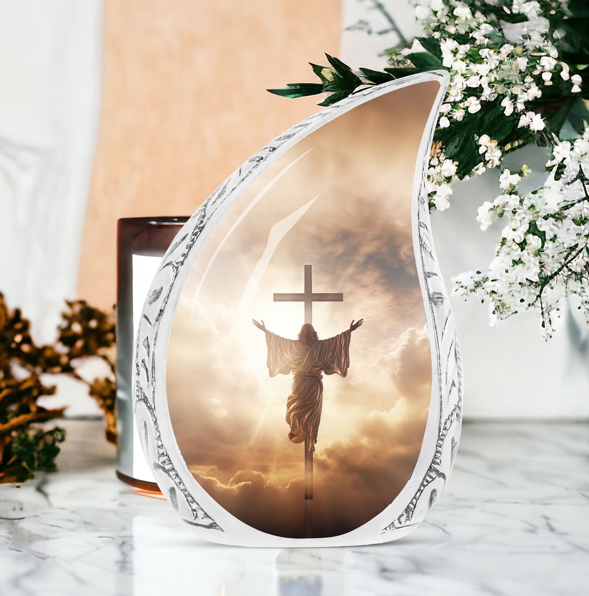 10 inch classic Jesus Christ cross Cremation urn