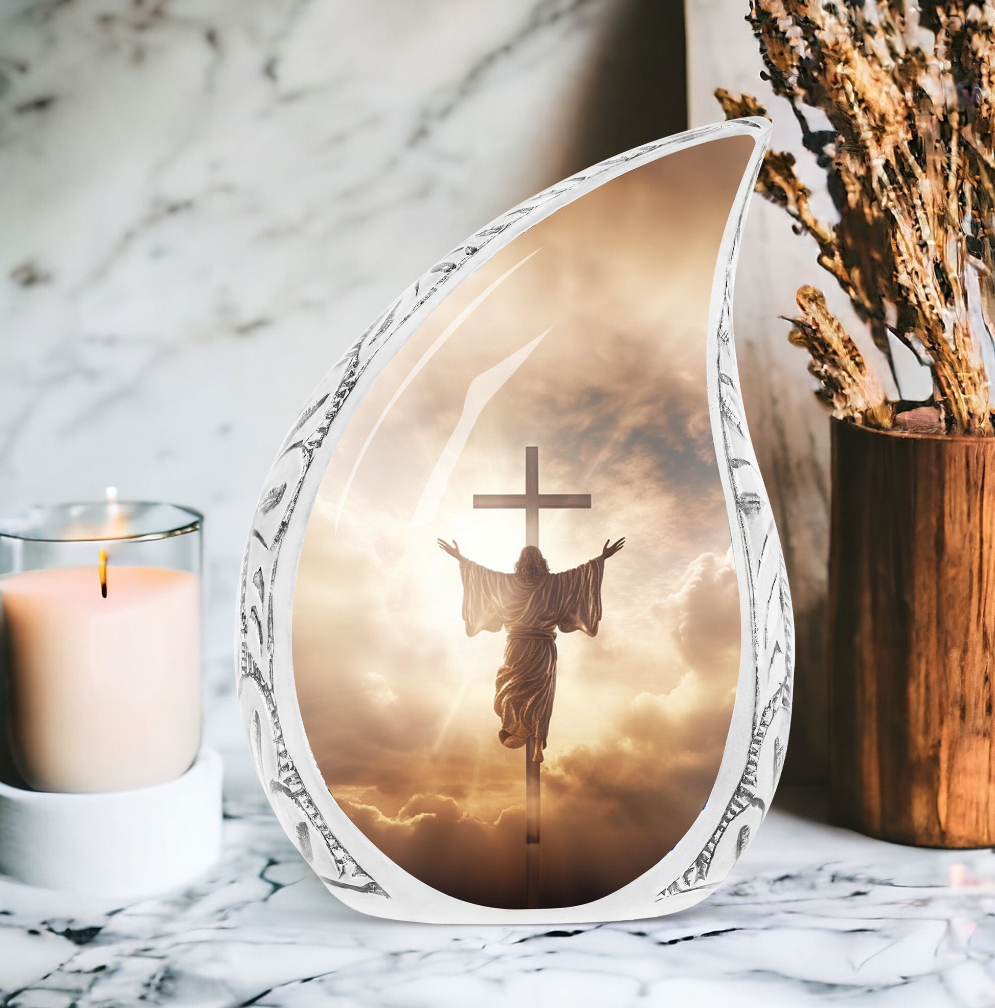 10 inch classic Jesus Christ cross Cremation urn