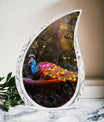 3-inch Classic Peacock Urn for ashes, includes a velvet pouch.