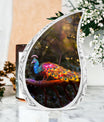 3-inch Classic Peacock Urn for ashes, includes a velvet pouch.