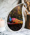 3-inch Classic Peacock Urn for ashes, includes a velvet pouch.