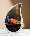 3-inch Classic Peacock Urn for ashes, includes a velvet pouch.