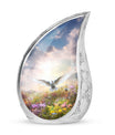 Large Classic Dove Urn for ashes, includes velvet pouch.