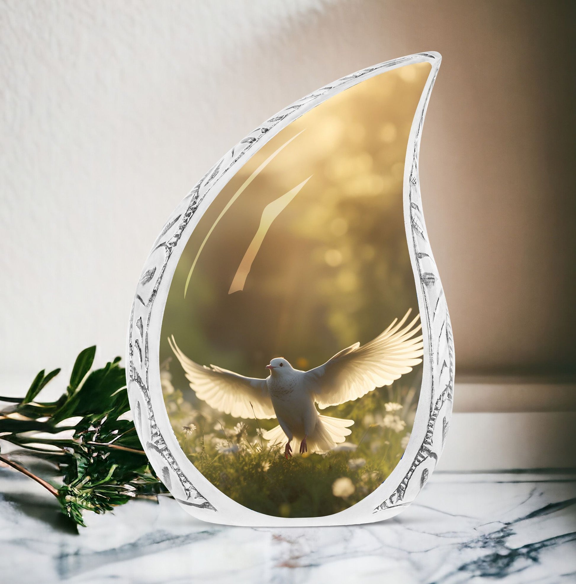 large Dove Cremation Urn, with modern design.