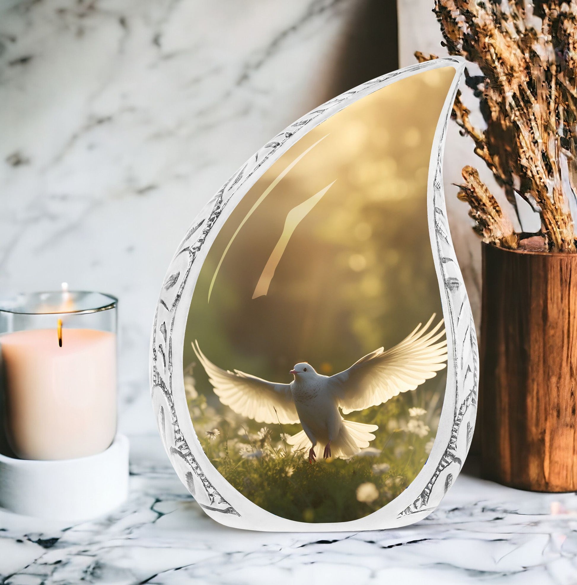 large Dove Cremation Urn, with modern design.