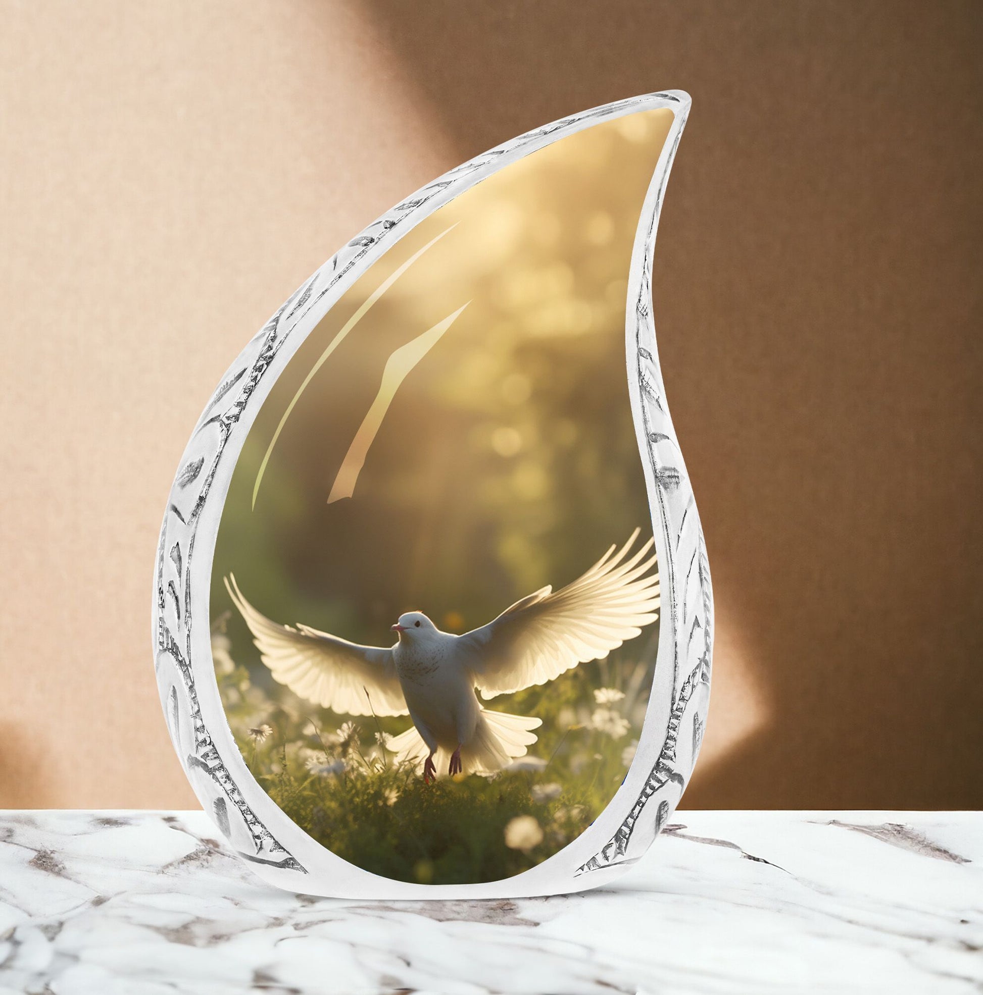 large Dove Cremation Urn, with modern design.