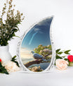 Classic Dove Urn aluminum cremation container.