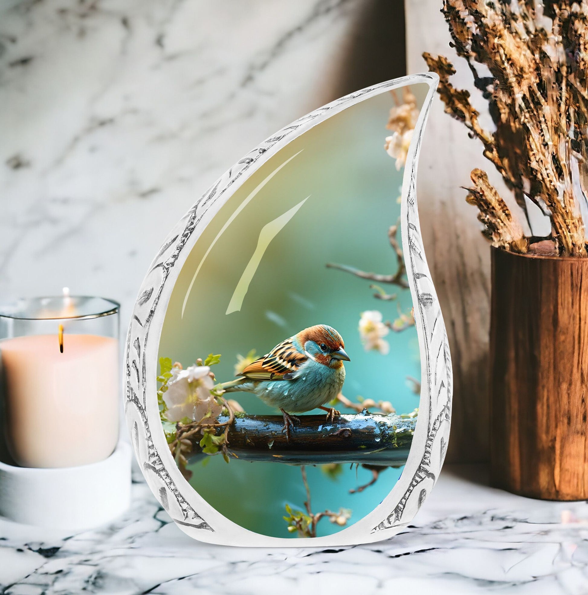 Golden Sparrow Memorial Urn For Funeral