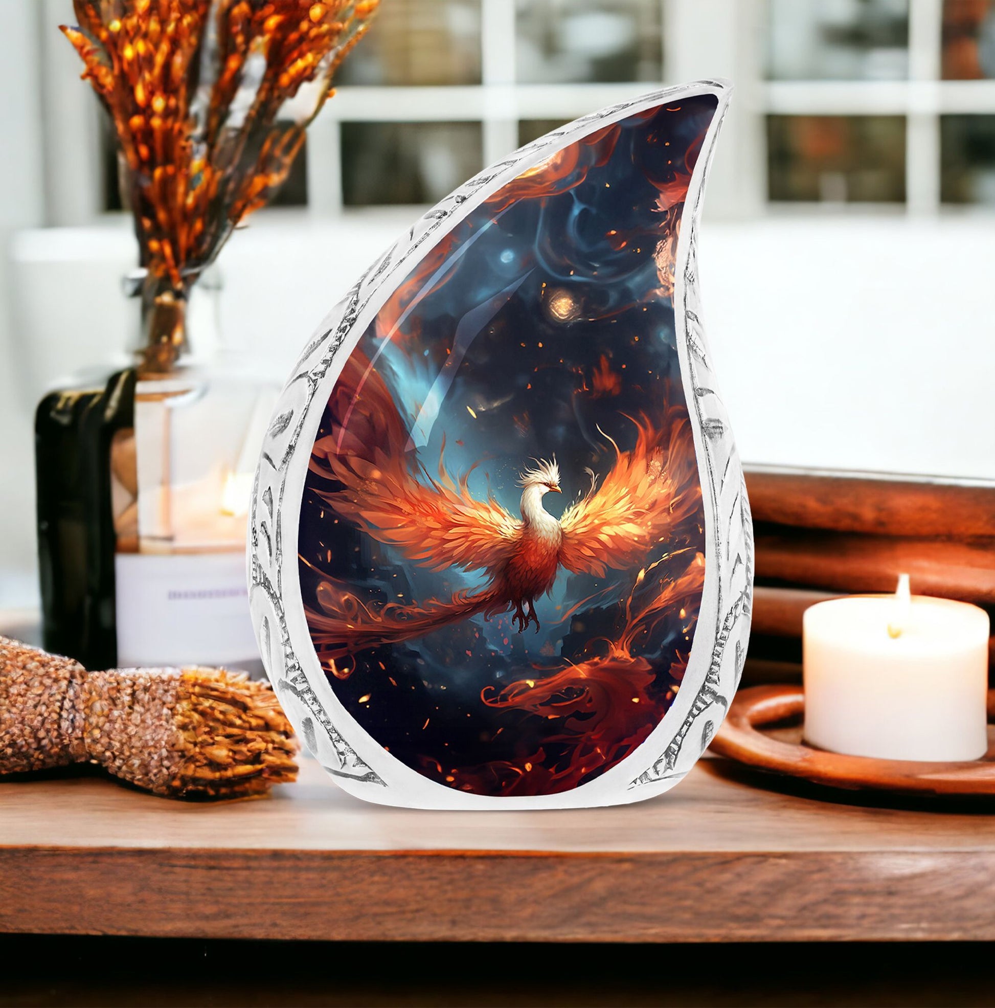 White Phoenix Cremation Urn, classic designed 