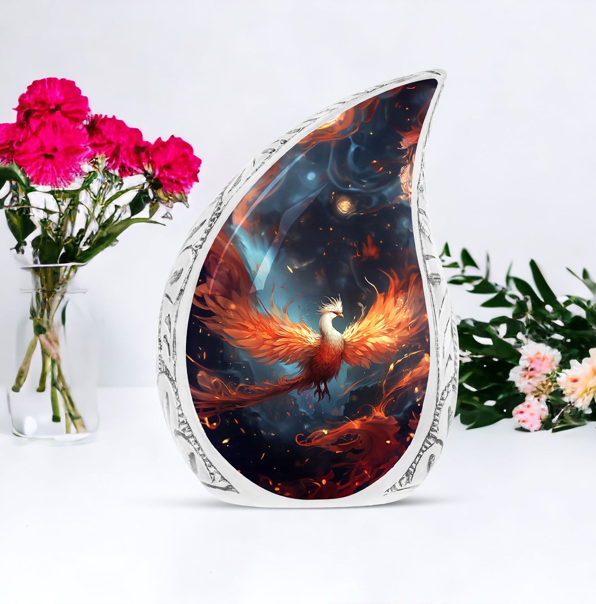 White Phoenix Cremation Urn, classic designed 