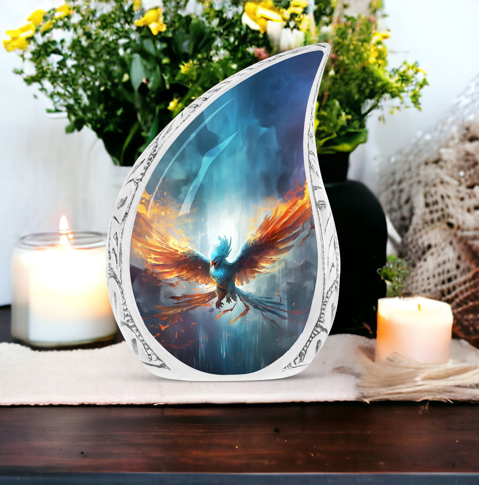 Classic Blue Phoenix Cremation Urn