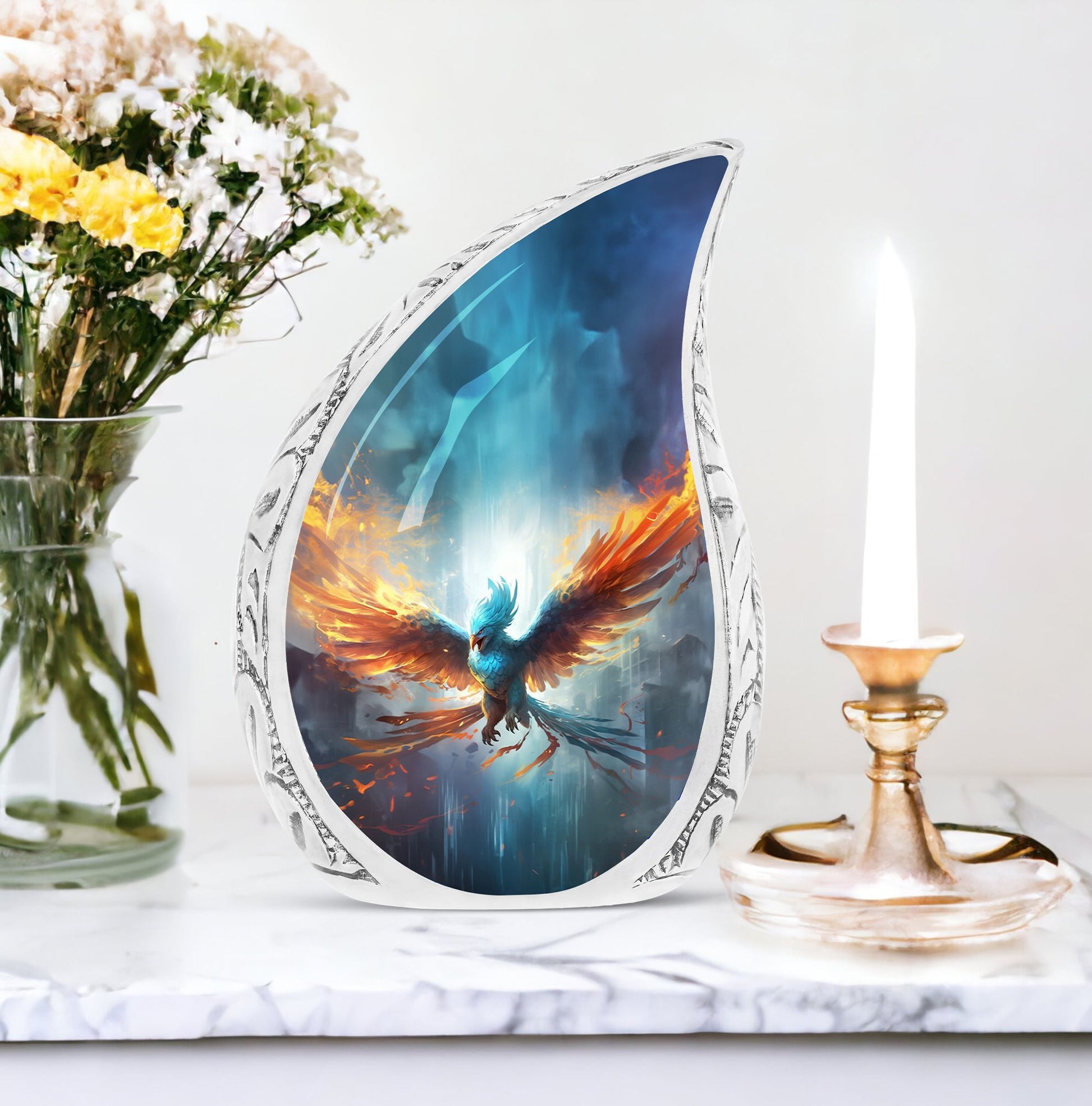 Classic Blue Phoenix Cremation Urn