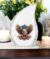 Classic large aluminium urn for ashes, featuring an eagle.