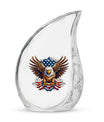 Classic large aluminium urn for ashes, featuring an eagle.