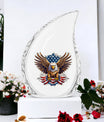 Classic large aluminium urn for ashes, featuring an eagle.