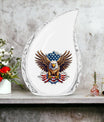 Classic large aluminium urn for ashes, featuring an eagle.