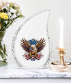 Classic large aluminium urn for ashes, featuring an eagle.