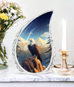 Aluminium Eagle in mountains Cremation Urn.