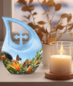 10 Inch Aluminium Butterfly Urn with Cross Drop 