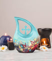 Butterfly-themed, large Cross Drop Keepsake Urn 