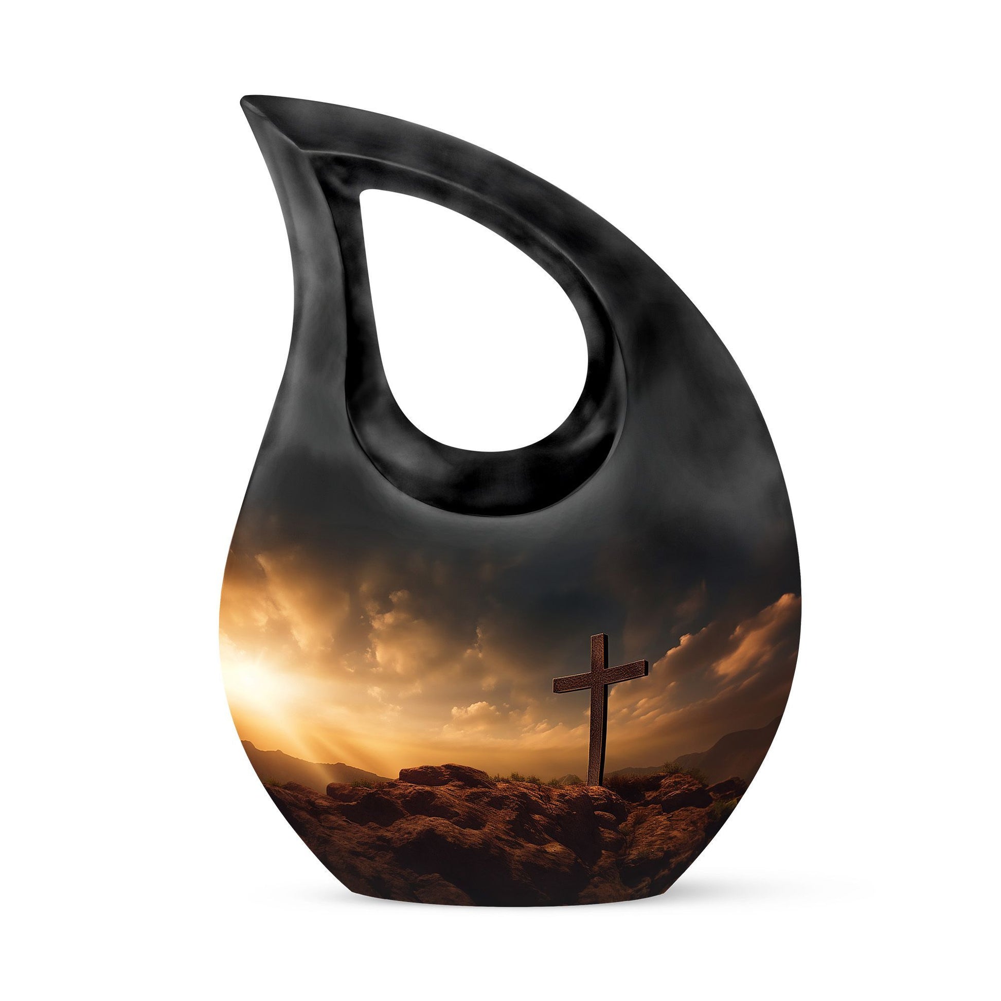 Jesus Christ Urn, Cross Drop design, personalized urn 