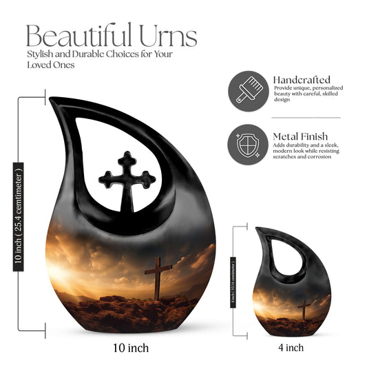 Jesus Christ Urn, Cross Drop design, personalized urn 