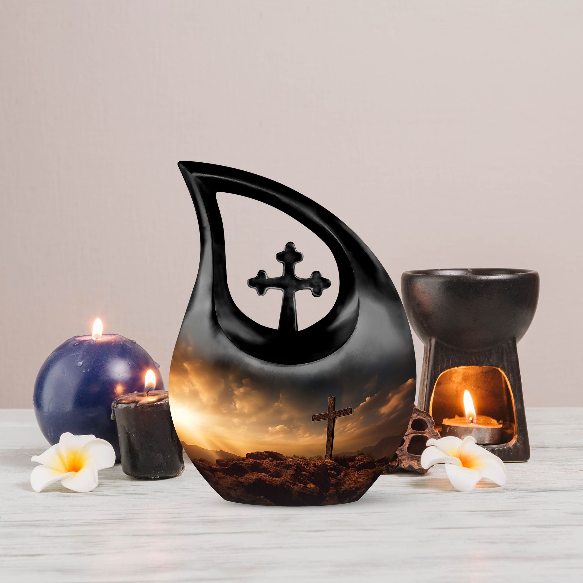 Jesus Christ Urn, Cross Drop design, personalized urn 