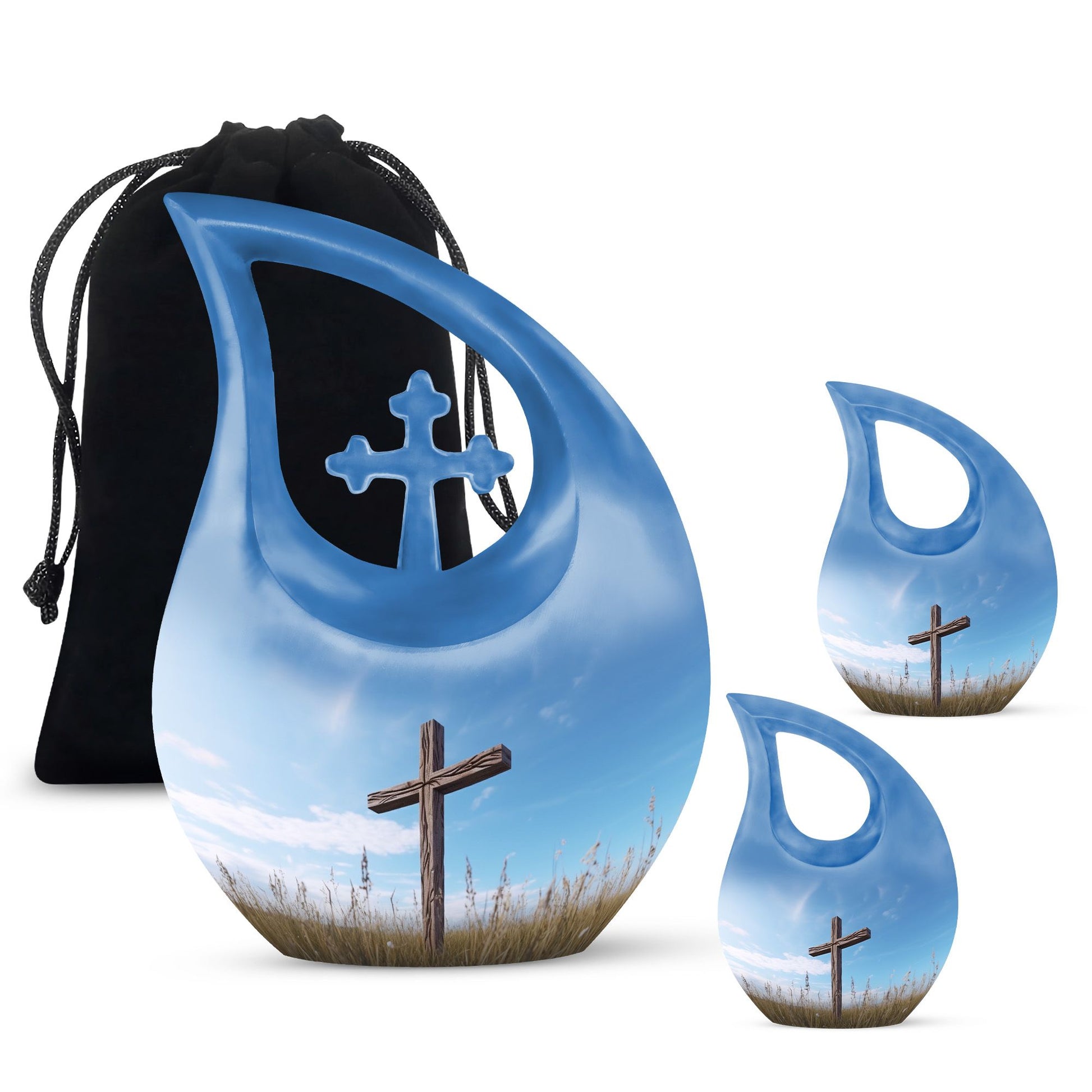 10 inch Jesus Christ Urn with Cross Drop design 