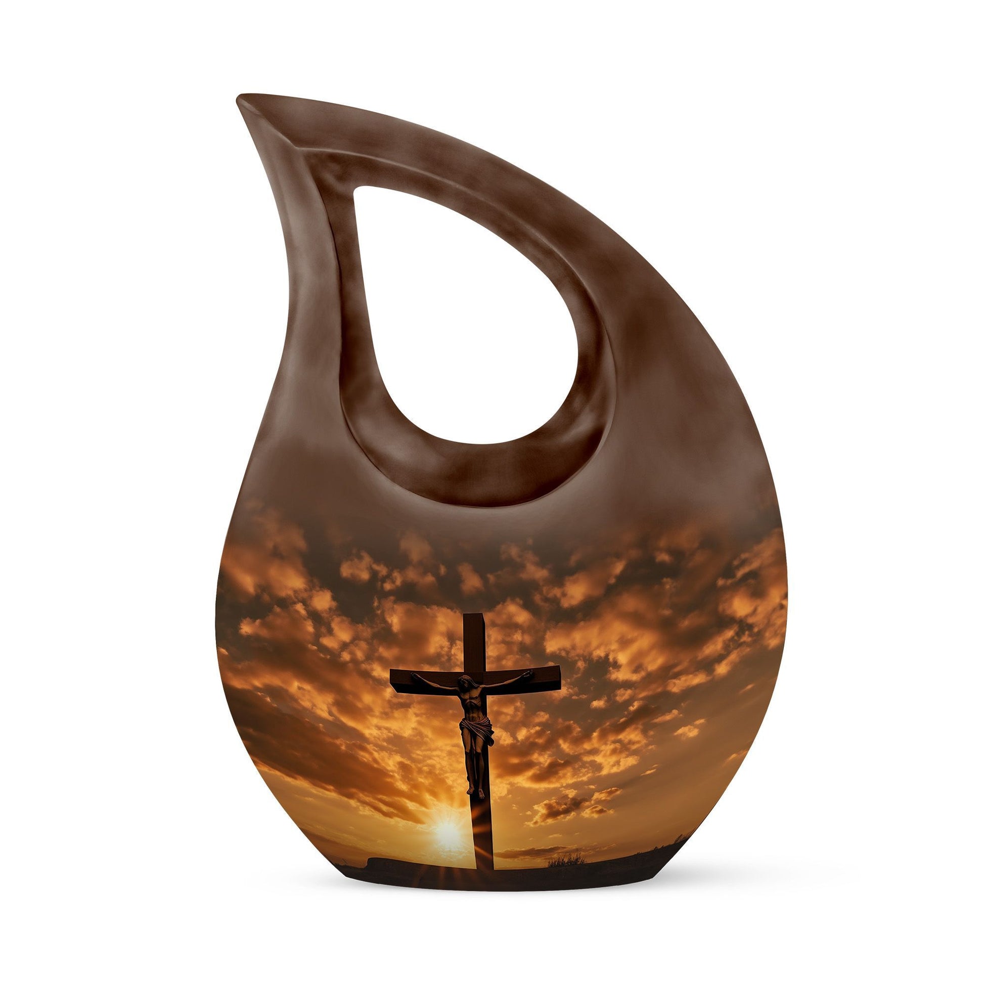 10-inch Jesus Christ Urn, Cross Drop design, Keepsake 