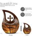 10-inch Jesus Christ Urn, Cross Drop design, Keepsake 