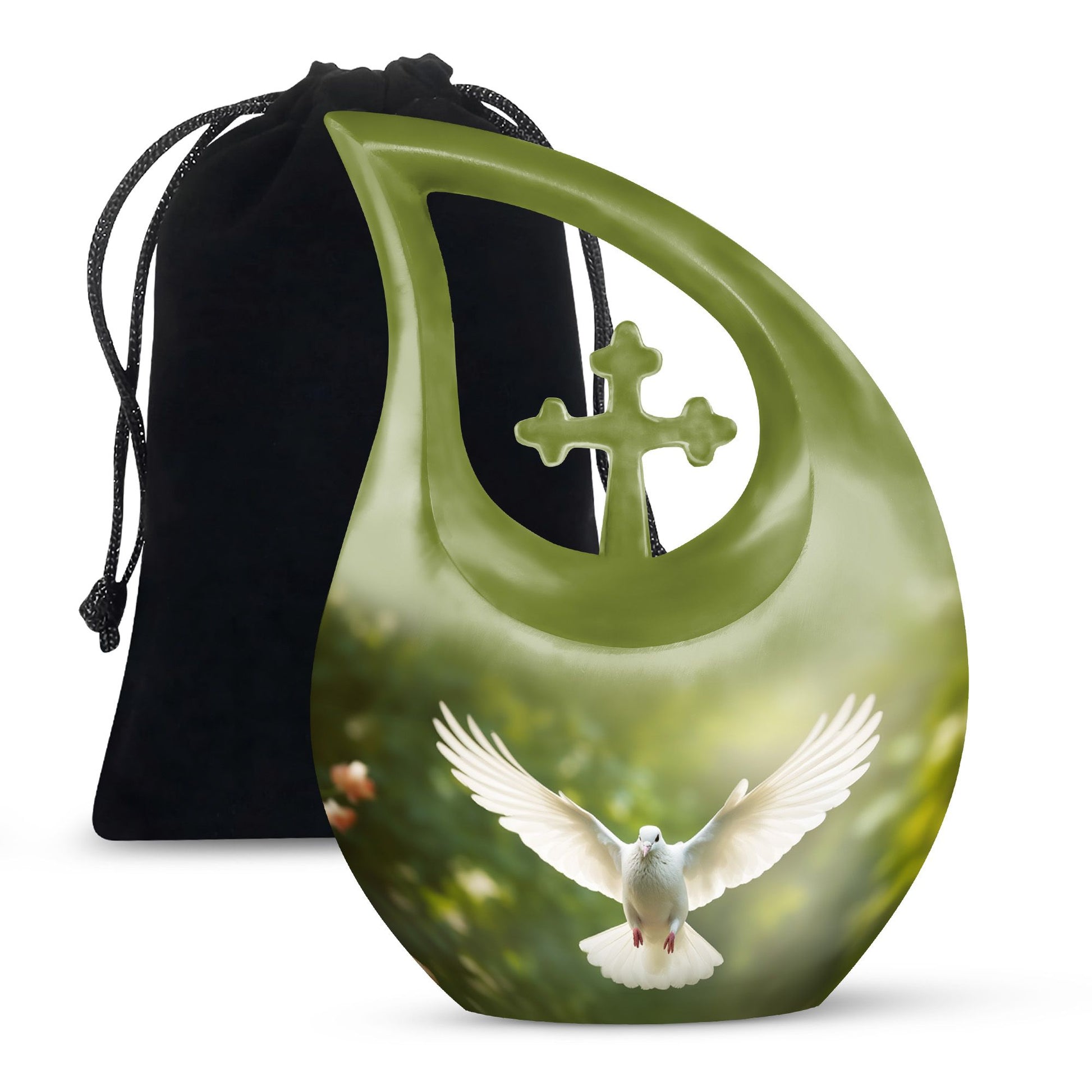 10-inch Dove Bird Urn, Cross Drop design