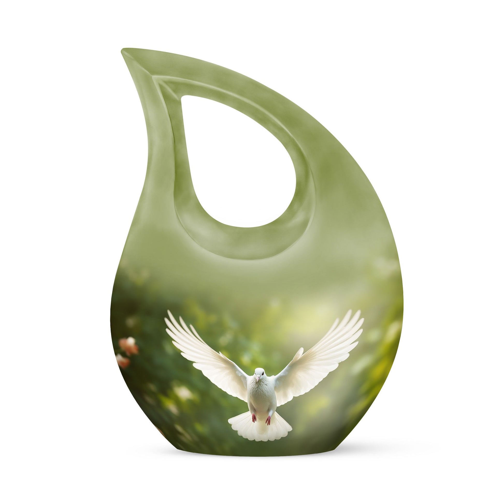 10-inch Dove Bird Urn, Cross Drop design