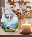 Dove Bird themed, 10-inch Cross Drop Design Cremation