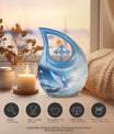 10-inch Dove Bird Urn with Cross Drop design, 