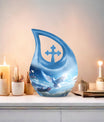 10-inch Dove Bird Urn with Cross Drop design, 