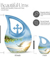 10-inch Dove Bird Urn with Cross Drop design, personalized 