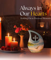 10-inch Dove Bird Urn with Cross Drop design, personalized 