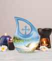 10-inch Dove Bird Urn with Cross Drop design, personalized 