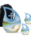 10-inch Dove Bird Urn with Cross Drop design, personalized 