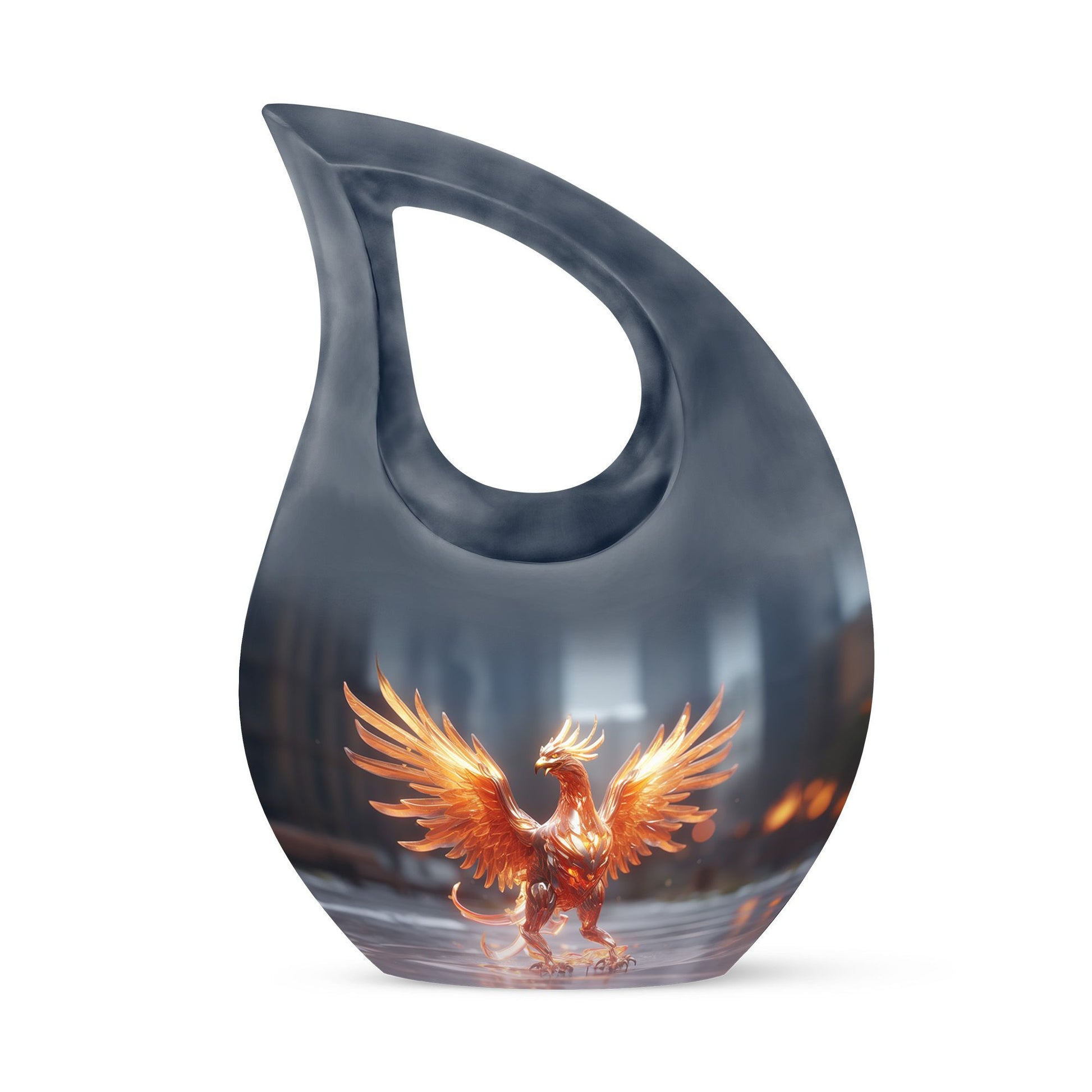 Phoenix themed Cross Drop Personalized Urn for Human Ashes,