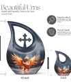 Phoenix themed Cross Drop Personalized Urn for Human Ashes,