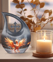 Phoenix themed Cross Drop Personalized Urn for Human Ashes,