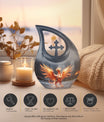 Phoenix themed Cross Drop Personalized Urn for Human Ashes,