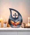 Phoenix themed Cross Drop Personalized Urn for Human Ashes,