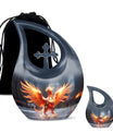 Phoenix themed Cross Drop Personalized Urn for Human Ashes,