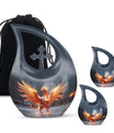 Phoenix themed Cross Drop Personalized Urn for Human Ashes,