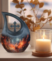 Cross Drop Phoenix urn with personalized engravings