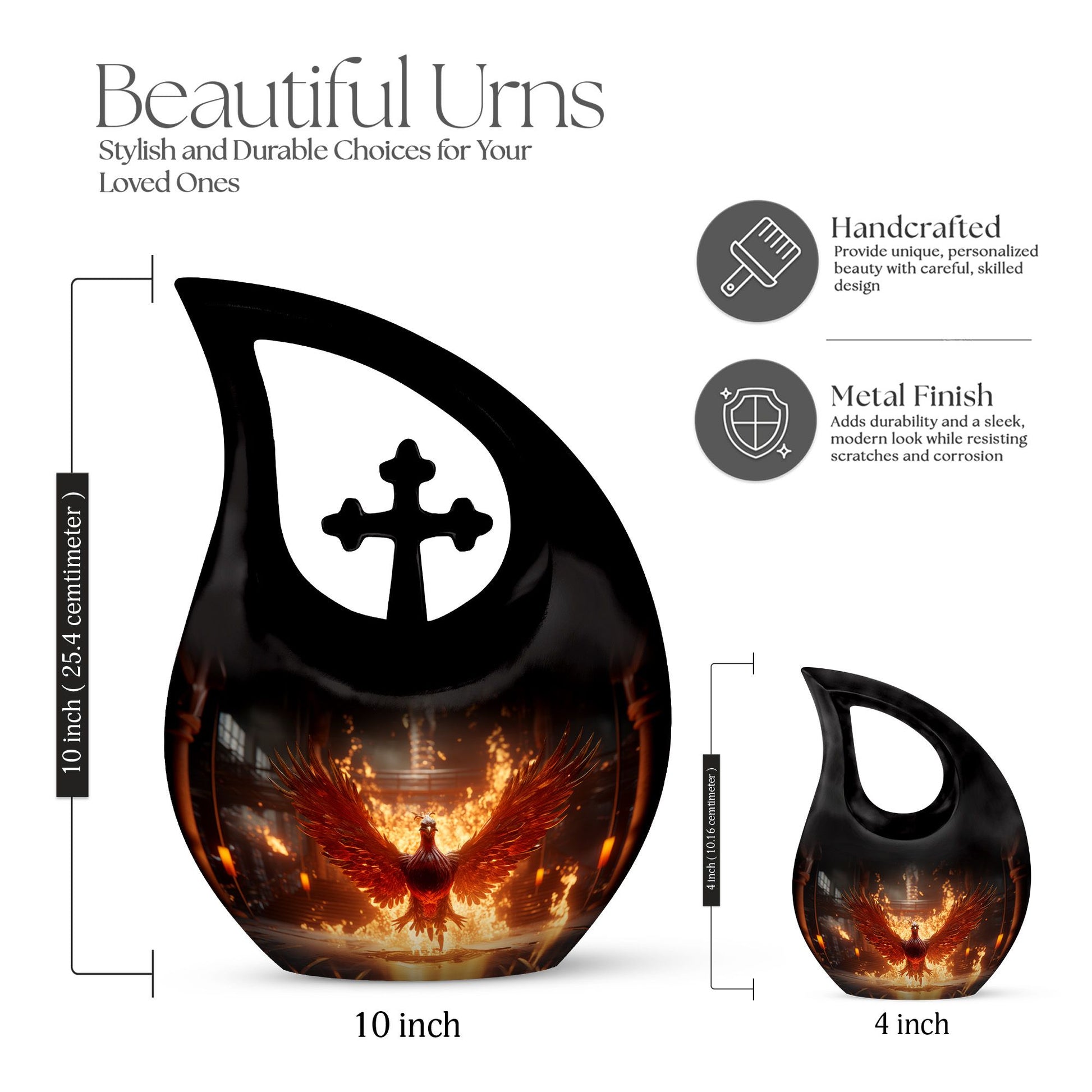 Phoenix Urn with Cross Drop design, 