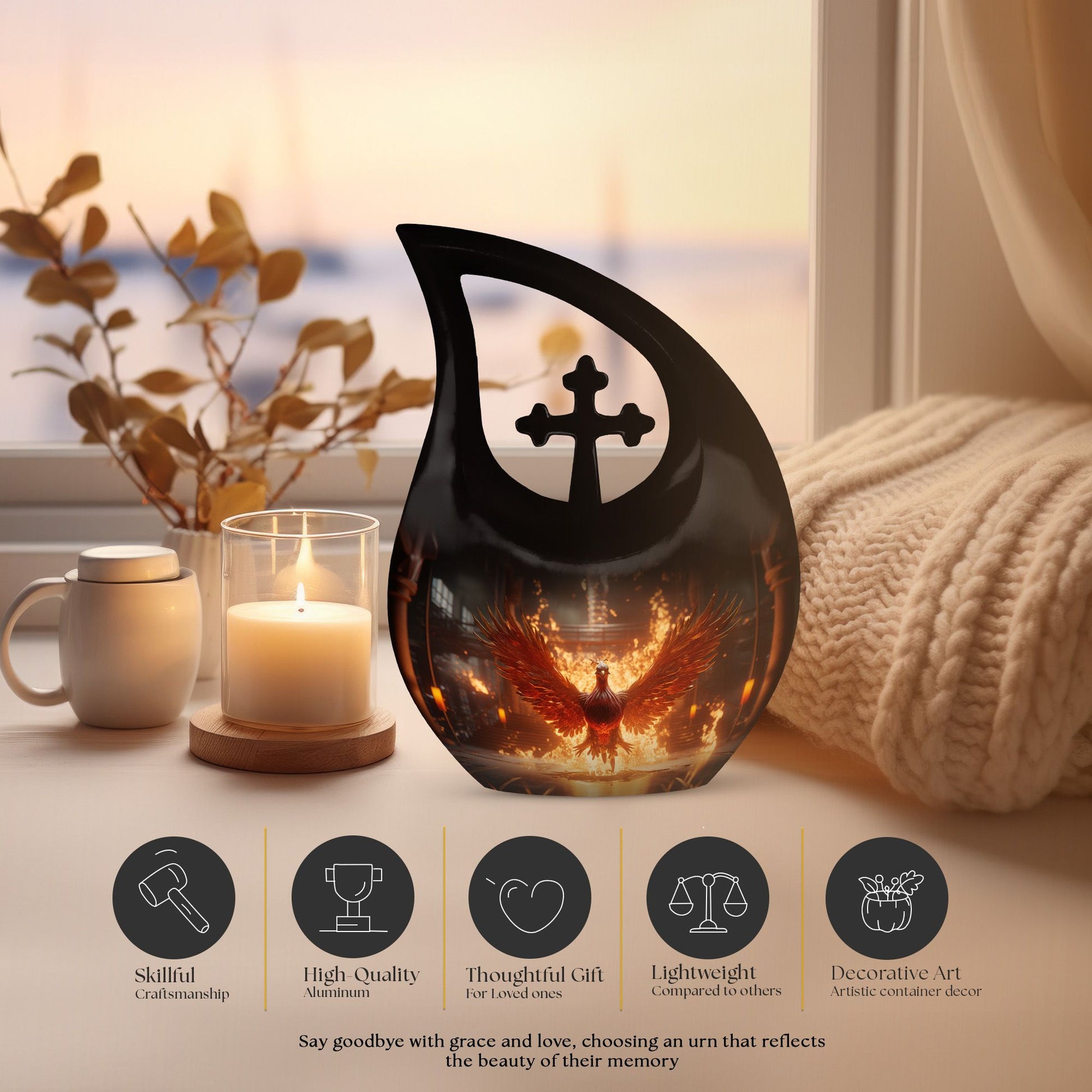 Phoenix Urn with Cross Drop design, 