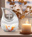 Phoenix Urn, 10 Inch Cross Drop Memorial Urn 